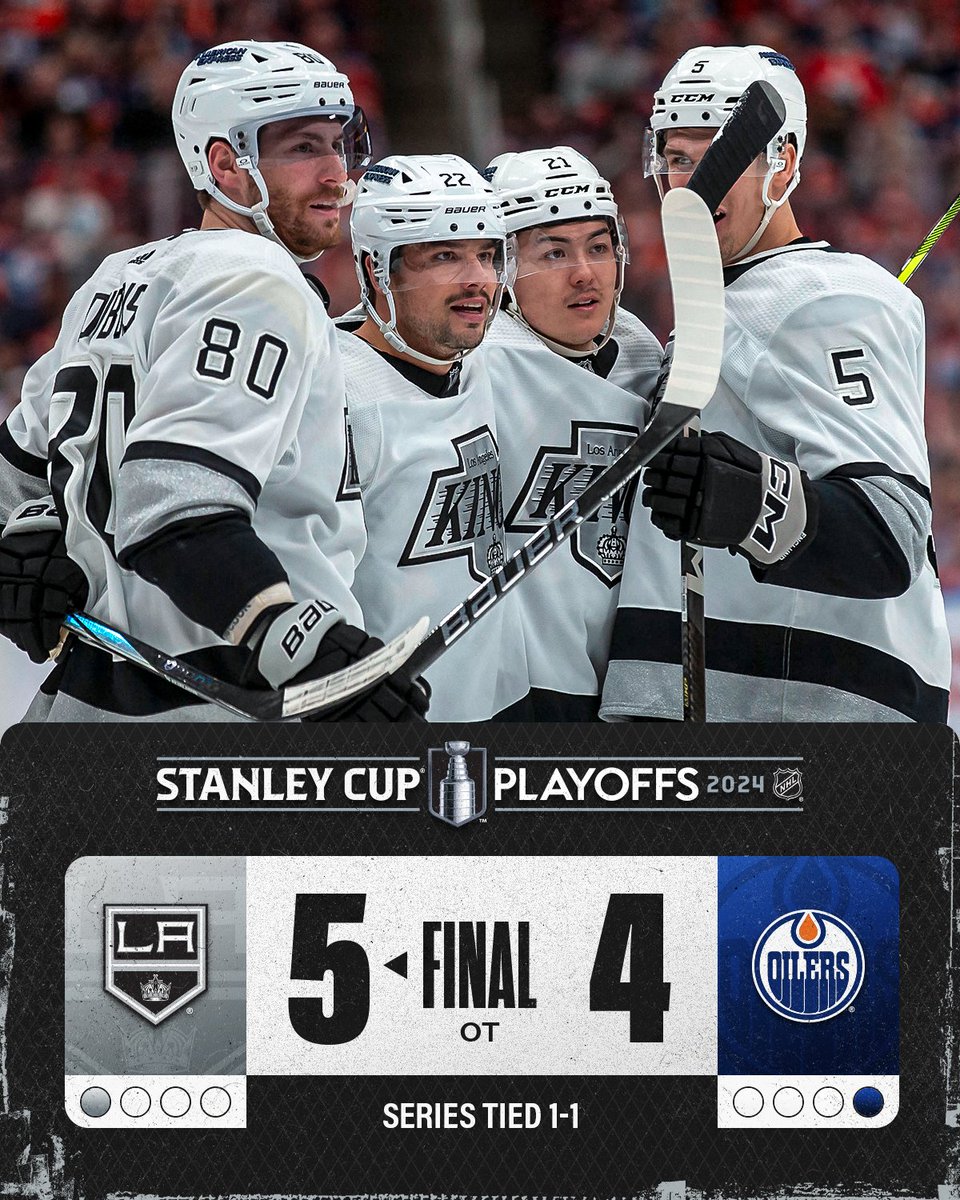 NHL's tweet image. WHAT A GAME! 👑

The @LAKings have tied the series! #StanleyCup