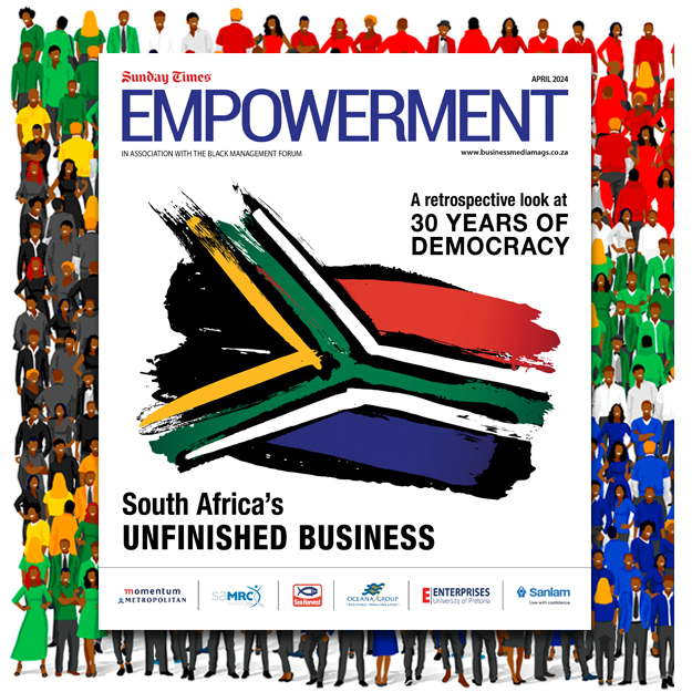 Join us for a retrospective of 30 Years of Democracy in the April edition of Empowerment.

Click on the link below, hover over the cover, and select "latest edition" to access the full and FREE online magazine.

businessmediamags.co.za/government-pol…