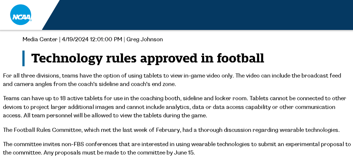 Because there are many coaches in the NCAA that don't understand the new rule is now in effect for 2024. If you chose to use them or not - your opponents will, and in the playoffs it will be a thing! footballfilmfederation.org We want your coach in charge of video to come and…