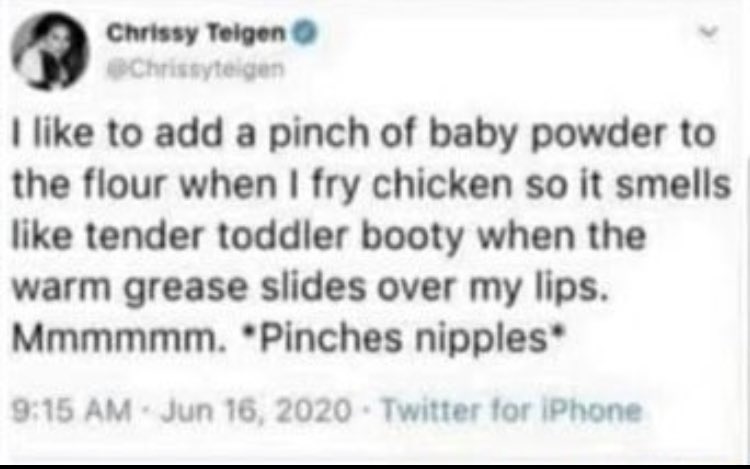 Chrissy Teigen, todays newest member of the mean girls jam scam fam. Lie down with dogs get up with fleas. #ChrissyTeigen #jamscam #jamscamfam #Narcissist #bullying