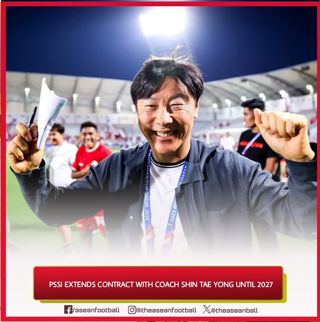 theaseanball's tweet photo. 🇮🇩🇰🇷 Football Association of Indonesia (PSSI) president Erick Thohir announced on his Instagram account that he has reached an agreement to extend his contract with Shin Tae-yong until 2027.

#PSSI https://t.co/NansB736fV