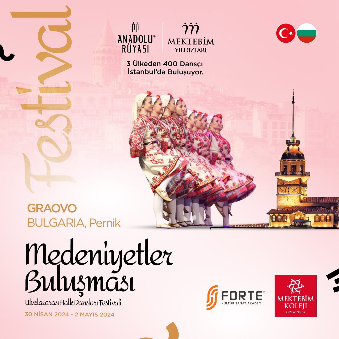 anadolu_ruyasi's tweet photo. 3 ülkeden 400 dansçı ve sanatçı İstanbul’da buluşuyor. 

İşte Medeniyetler Buluşması Uluslararası Halk Dansları Festivalimiz kapsamında 30 Nisan - 2 Mayıs tarihlerinde İstanbul’da sahne alacak misafir topluluklarımız.

Online Rezervasyon : 
https://t.co/4dp5cjFS0b

@forteakademi https://t.co/GLwLolvhPv