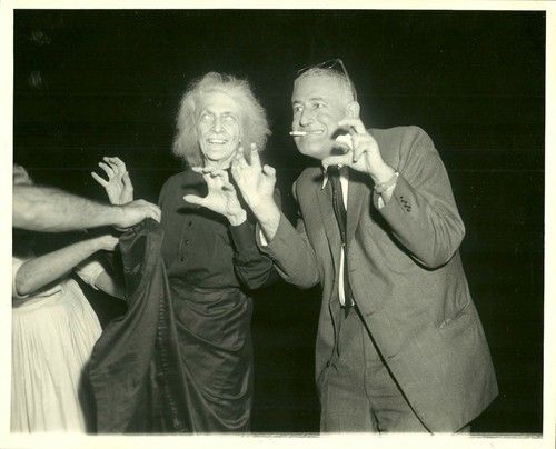 William Castle behind the scenes of House On Haunted Hill, 1959...
