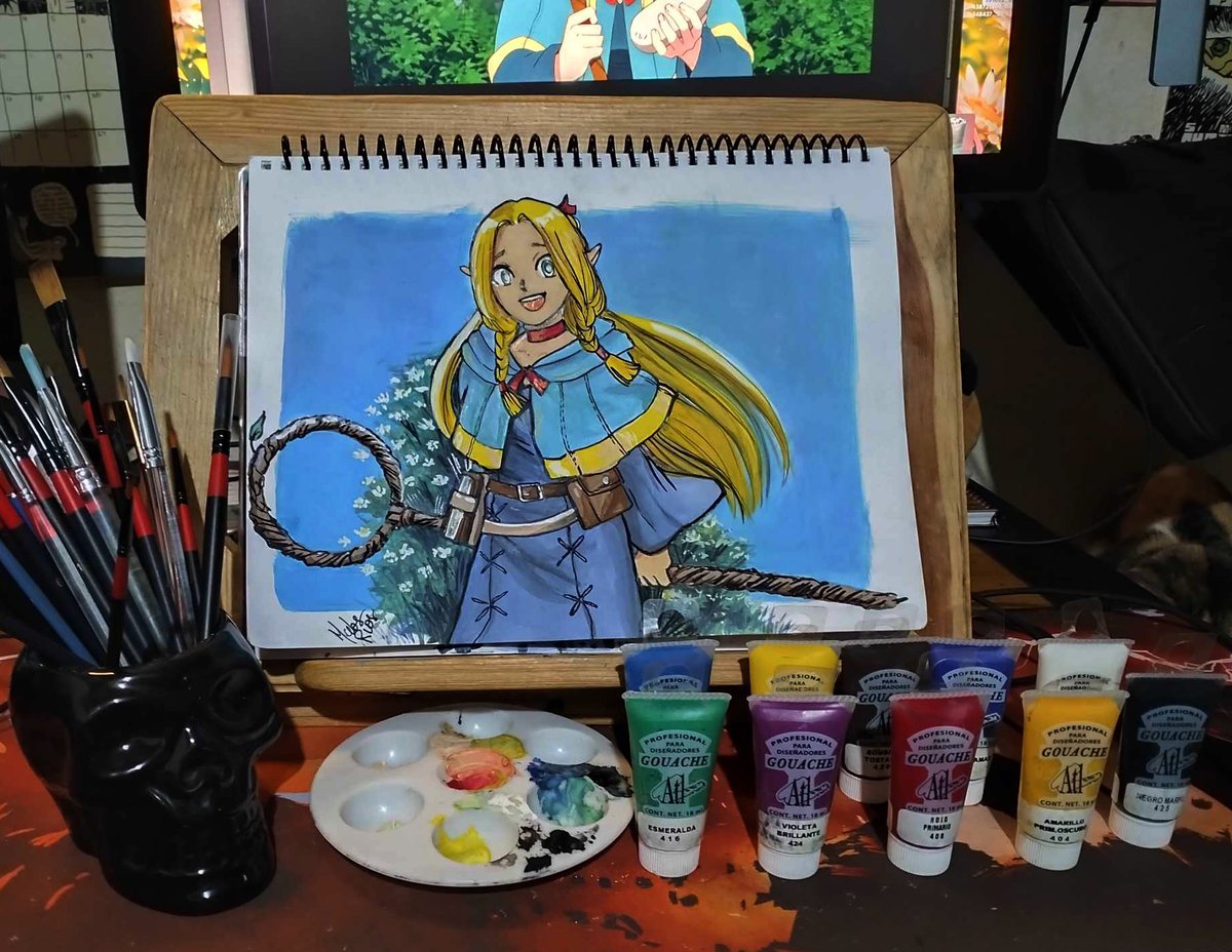 dungeon meshi  marcille 
#artwork #drawing #dungeonmeshi #watercolor #summervibes #sketch #gouacheartist #gouachepaint #gouache #gouacheillustration #gouachepainting #dungeonmeshi #marcille