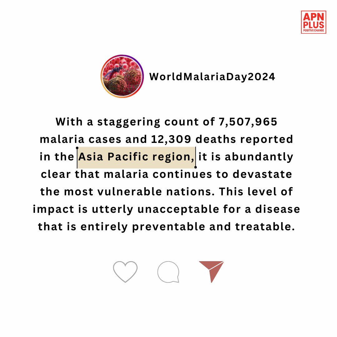 This #WorldMalariaDay, let's recognize the Asia-Pacific's malaria challenge and step up the fight for a fairer world with reduced malaria burden. #MalariaDay #APNPLus #PositiveChange