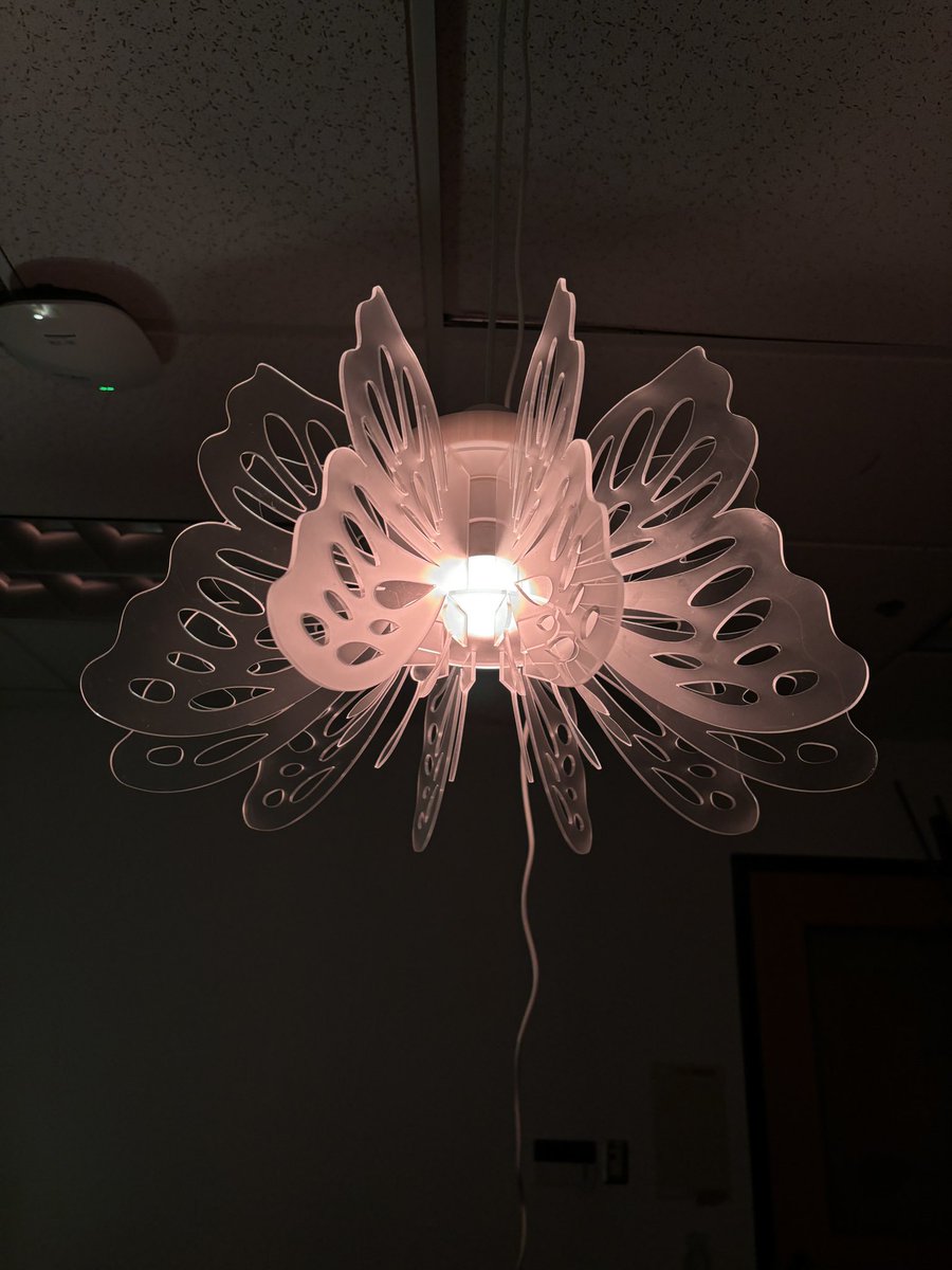 moomicore's tweet photo. Butterfly pendant lighting (ignore the shoddy install it was just for the class lol) https://t.co/yJNKjZ12Eh