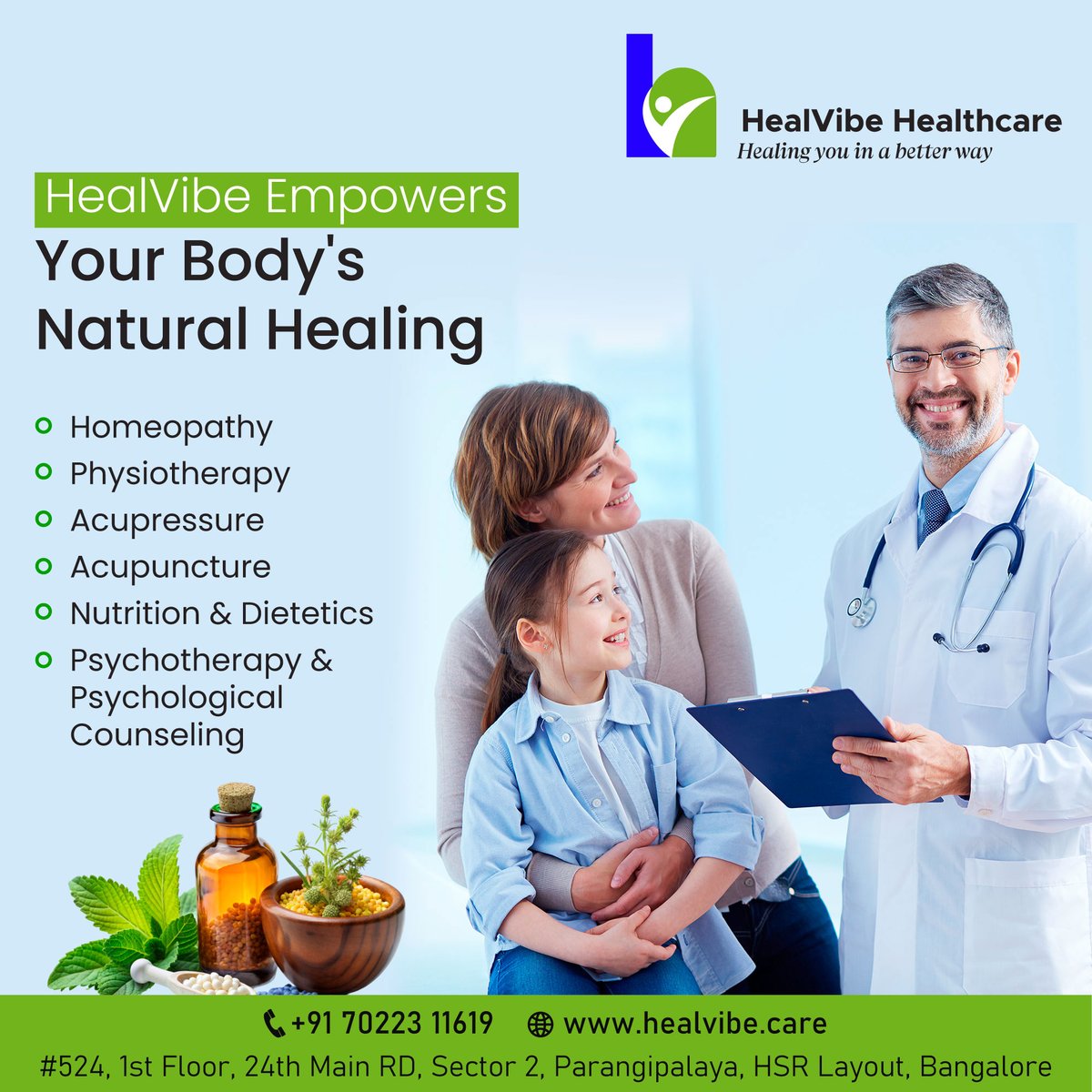 HealVibe Healthcare offers multiple holistic services designed to nurture your body's innate healing abilities Experience personalized care and support on your journey to optimal wellness and vitality

#HealVibeWellness #HolisticHealingJourney #NurturingVitality #OptimalWellness