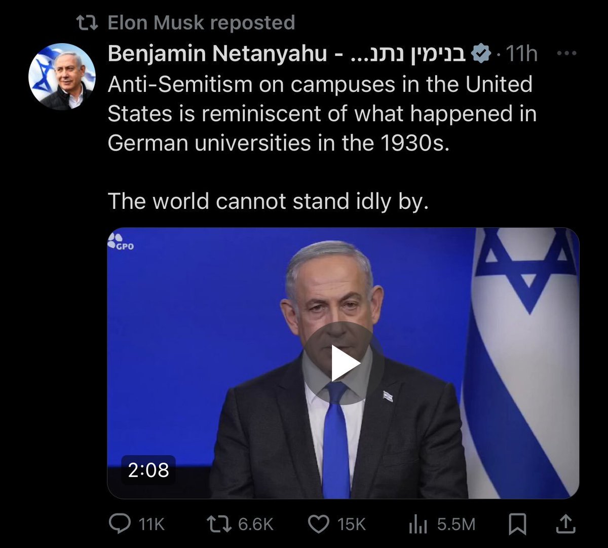 Elon constantly kneeling before anything pro-Israel, including a foreign country smearing our youth and encouraging censorship, is absolutely pathetic.