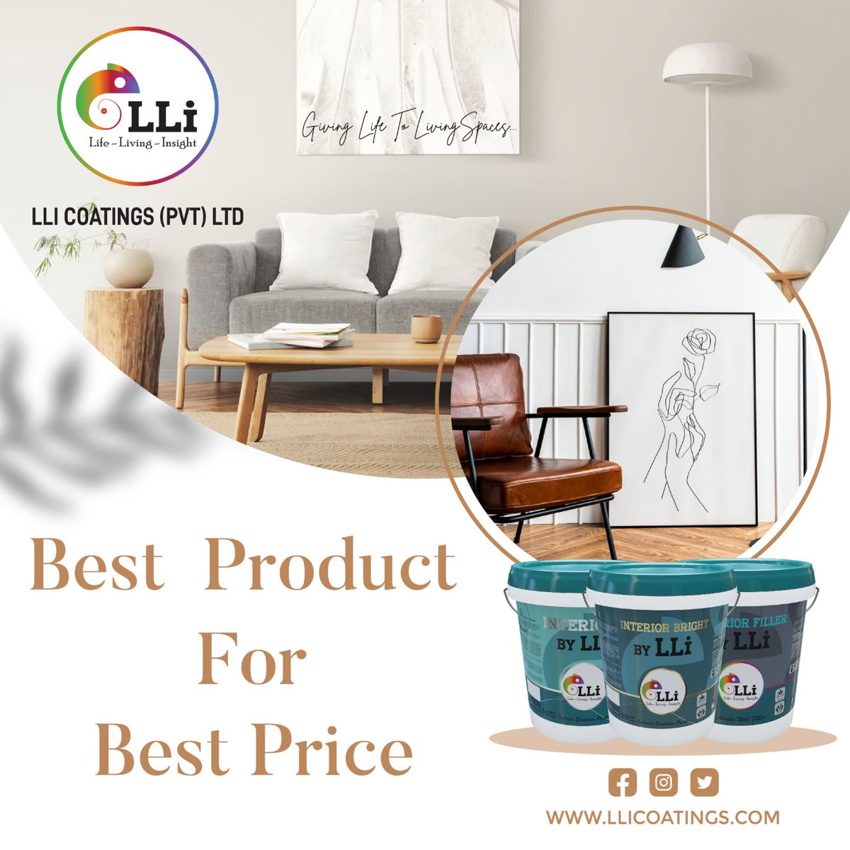 Emulsions by LLI: Best Product For Best Price... 👌
#bestproduct #bestprices #LLIcoatings #durablewallpaints #affordablepaint #emulsionpaint #HighQualityPaint #interiorpaints #waterbasedpaint #wallpaints #paintmanufacturer #housepaint #paintingtips #homepainting