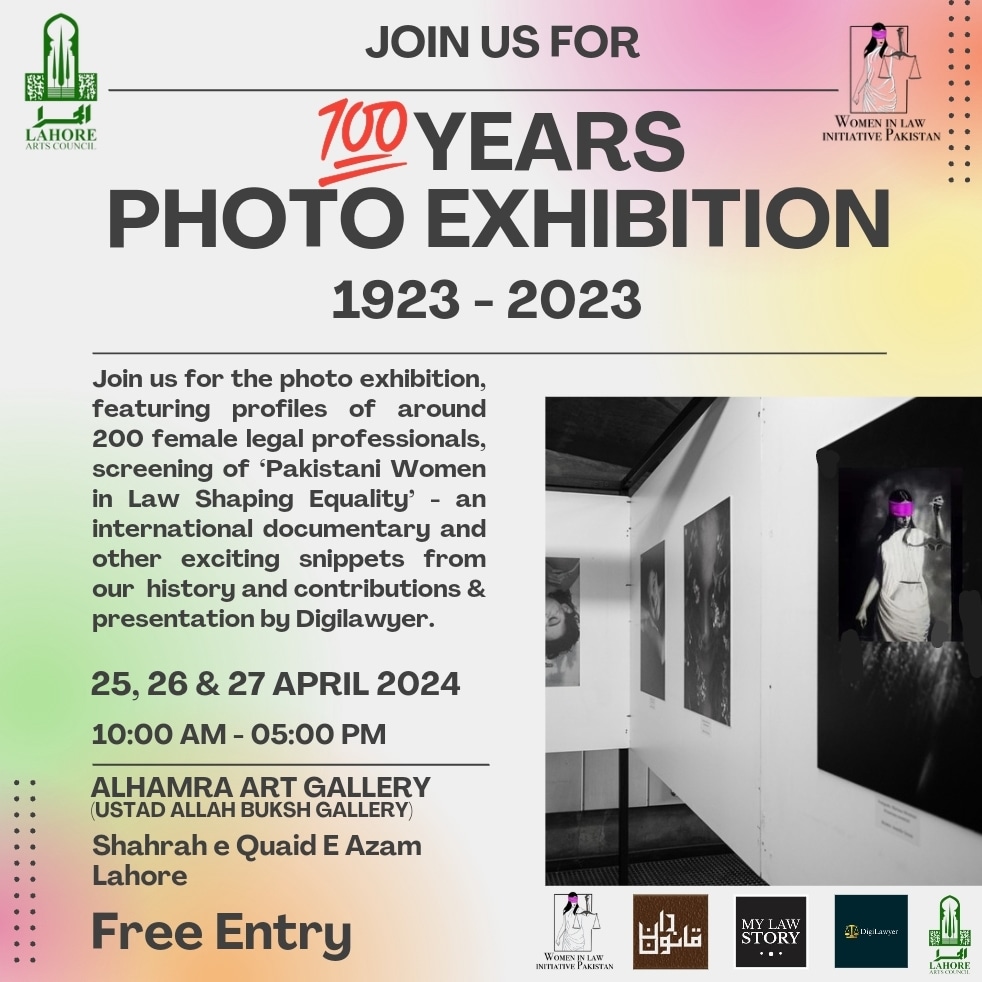 Happening for the first time, a unique photo exhibition honouring the contributions of Pakistani women to the legal field in multiple capacities over the past 100 years. Featuring over 200 #WomeninLaw, come witness the diversity of this field and be inspired! Starts today!
