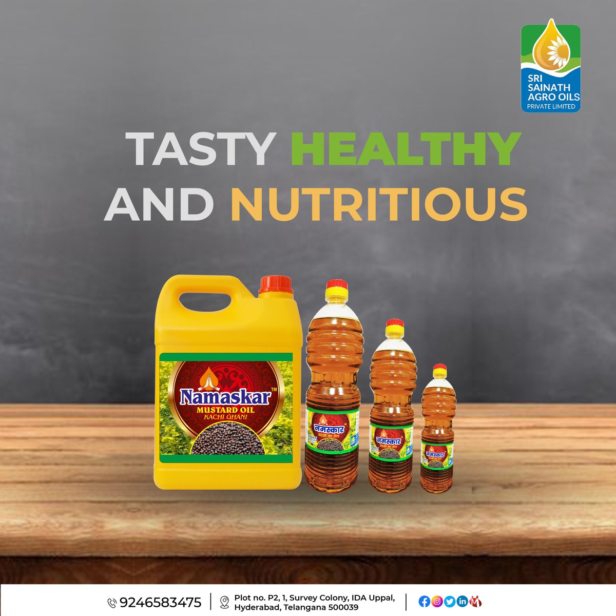 Sri Sainath Agro Oil is your premier destination for high-quality mustard oil products. With a commitment to excellence and a passion for purity.

Call Now: +91 92465 83475 or srisainathagrooils.com

#oil #Cooking #PureGoodness #CookingEssentials #MustardOil #FlavorBoost #cook