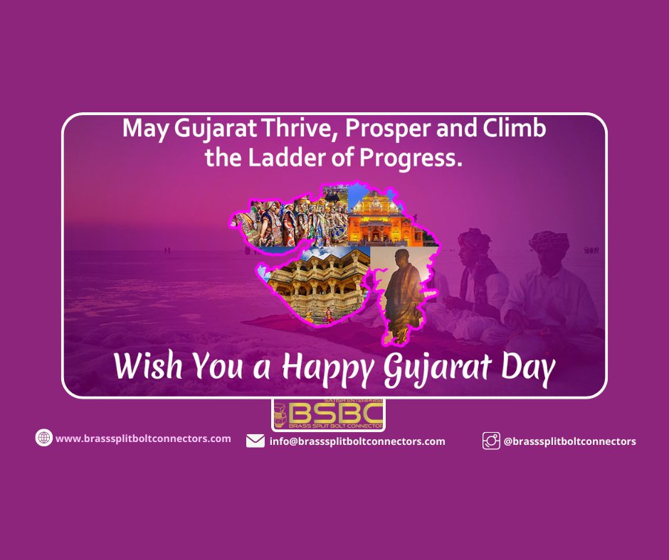 May Gujarat flourish, prosper and climb the ladder of development. Wish you a Happy Gujarat Day.
#happygujaratday ##gujarat #ahmedabad #vadodara  #baroda #gujjus #kutch #junagadh #jamnagar #ahemdabad #gandhinagar
#brassanchors #brassinserts #brassnuts #brassfastener #gujarat