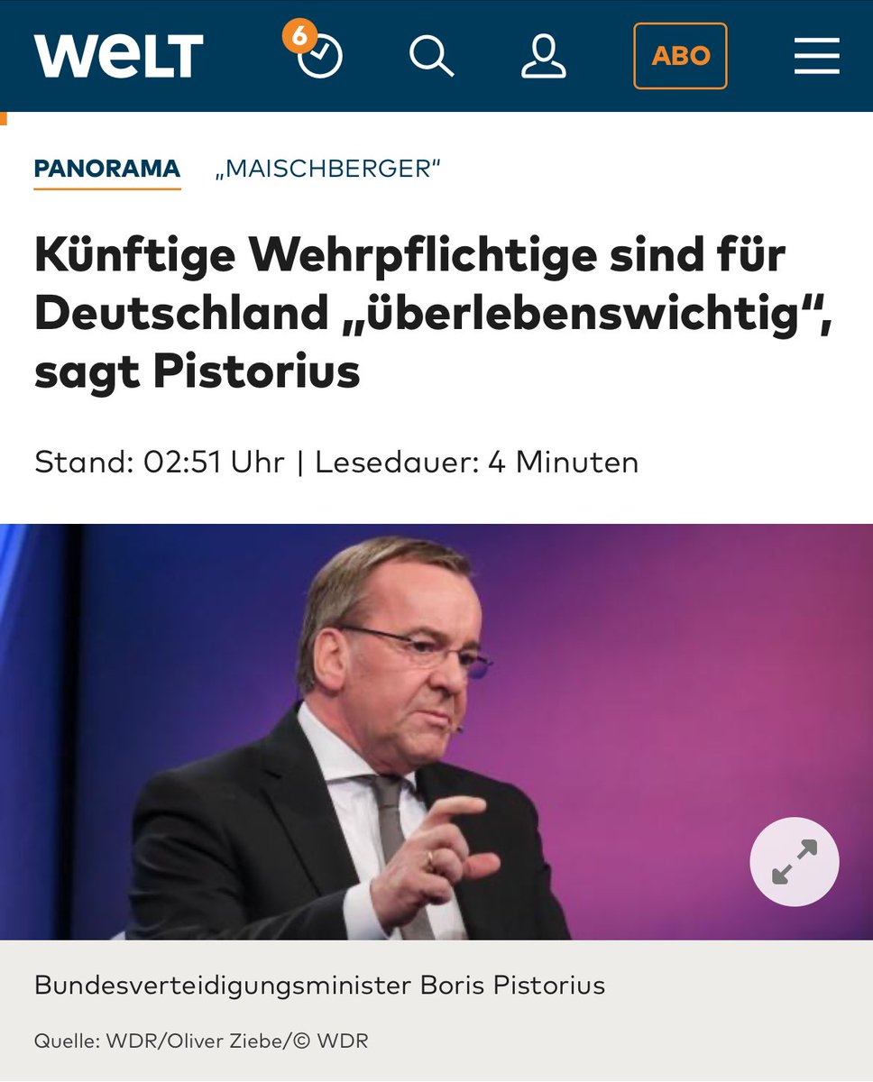 Nein, Herr Pistorius! Deutschland braucht zum Überleben keine Soldaten sondern eine andere Regierung.