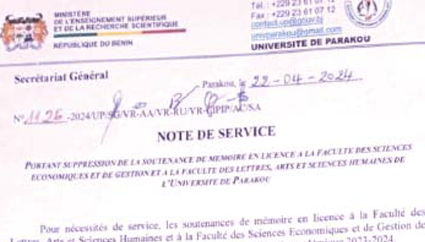 Université de Parakou : Suppression des soutenances de mémoire de Licence à la Flash et à la Faseg lc.cx/isdQua