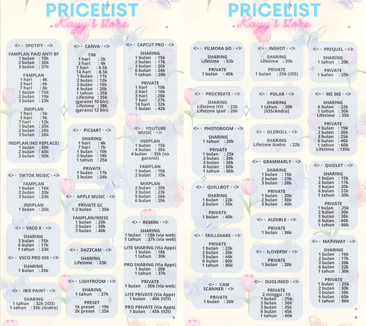 nanamybf's tweet photo. Hello! aku jual app prem viu disney+ netflix iqiyi we tv vidio youtube canva pro remini dll loh! MURAH BGT!

‼️Disarankan chat wa jika ingin fastresp^^
✅ fast respond, garansi, trusted
💳 gopay  dana shopeepay 
💌 dm me or https://t.co/pI5ZPOa0QM
#zonauang #zonajajan #zonaba https://t.co/PcFH9lWwTS