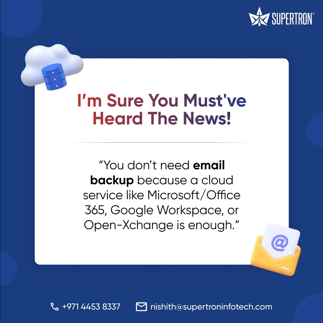 But worry not!

@Dropsuite's cloud-based email archiving & backup solutions are here to save your business-critical information.

For exclusive offers & discounts 💸

DM Supertron Infotech now 🤝🏻

#Dropsuite #Supertron #EmailArchiving #CostSavings #BusinessEfficiency #Email