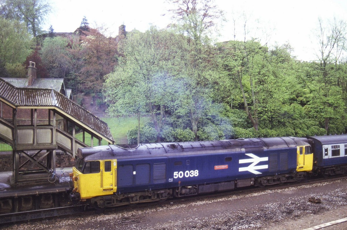 #ThrowbackThursday and a 'Formidable' scene at Exeter Central in 1985 - the loco was scrapped at Old Oak Common in July 1989