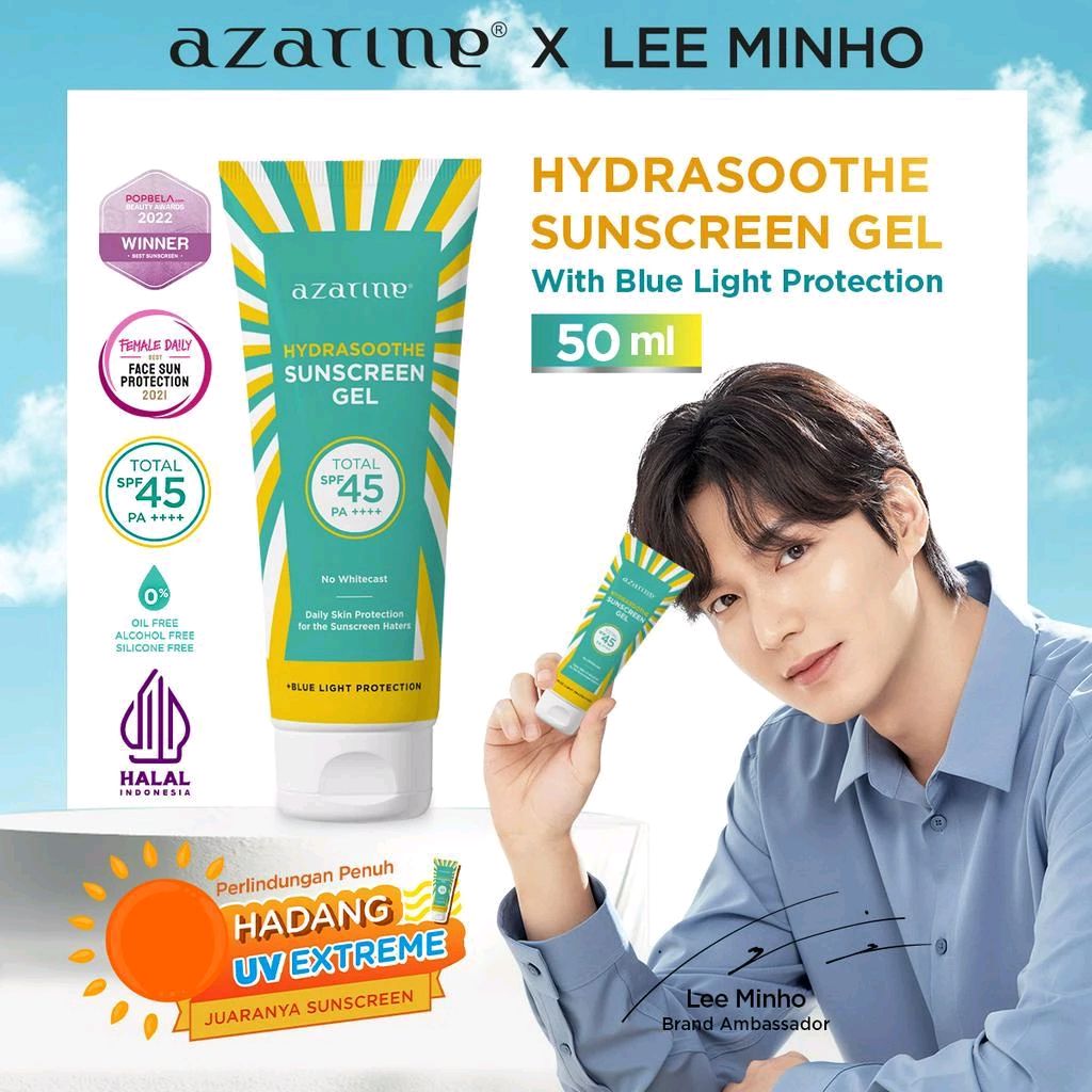 Azarine Hydrasoothe Sunscreen Gel SPF45 PA++++ 50ml [LOLOS UJI INVIVO INVITRO] BEST SELLER sunscreen kulit berminyak berjerawat