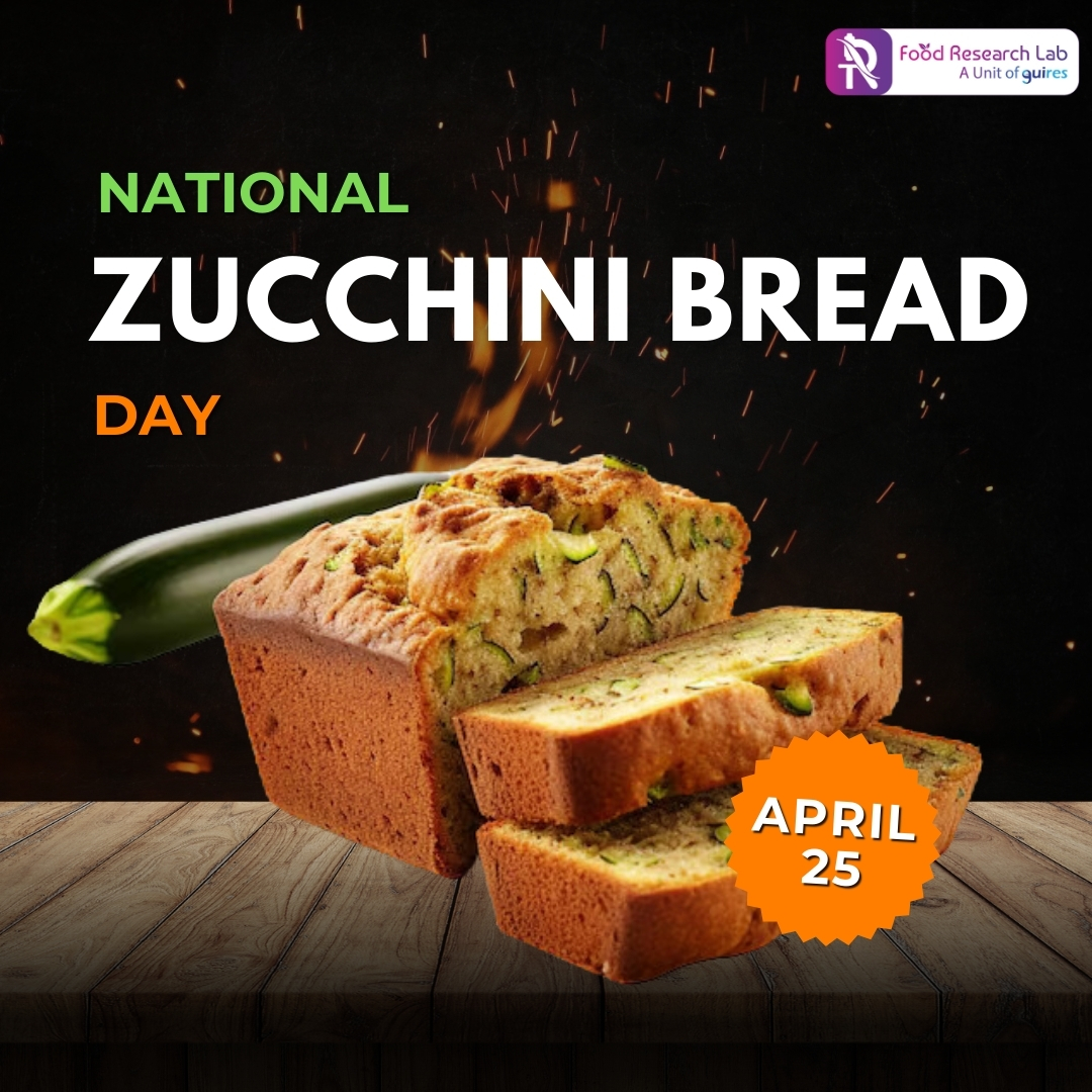 FoodResearchLa1's tweet photo. Happy National Zucchini Bread Day! Let's celebrate this versatile veggie in the most delicious way possible. Indulge in a slice of moist, flavorful zucchini bread – perfect for breakfast, brunch, or anytime snacking. 
#foodresearchlab #ZucchiniBreadDay #BakingDelight https://t.co/VCTKk8eQSI