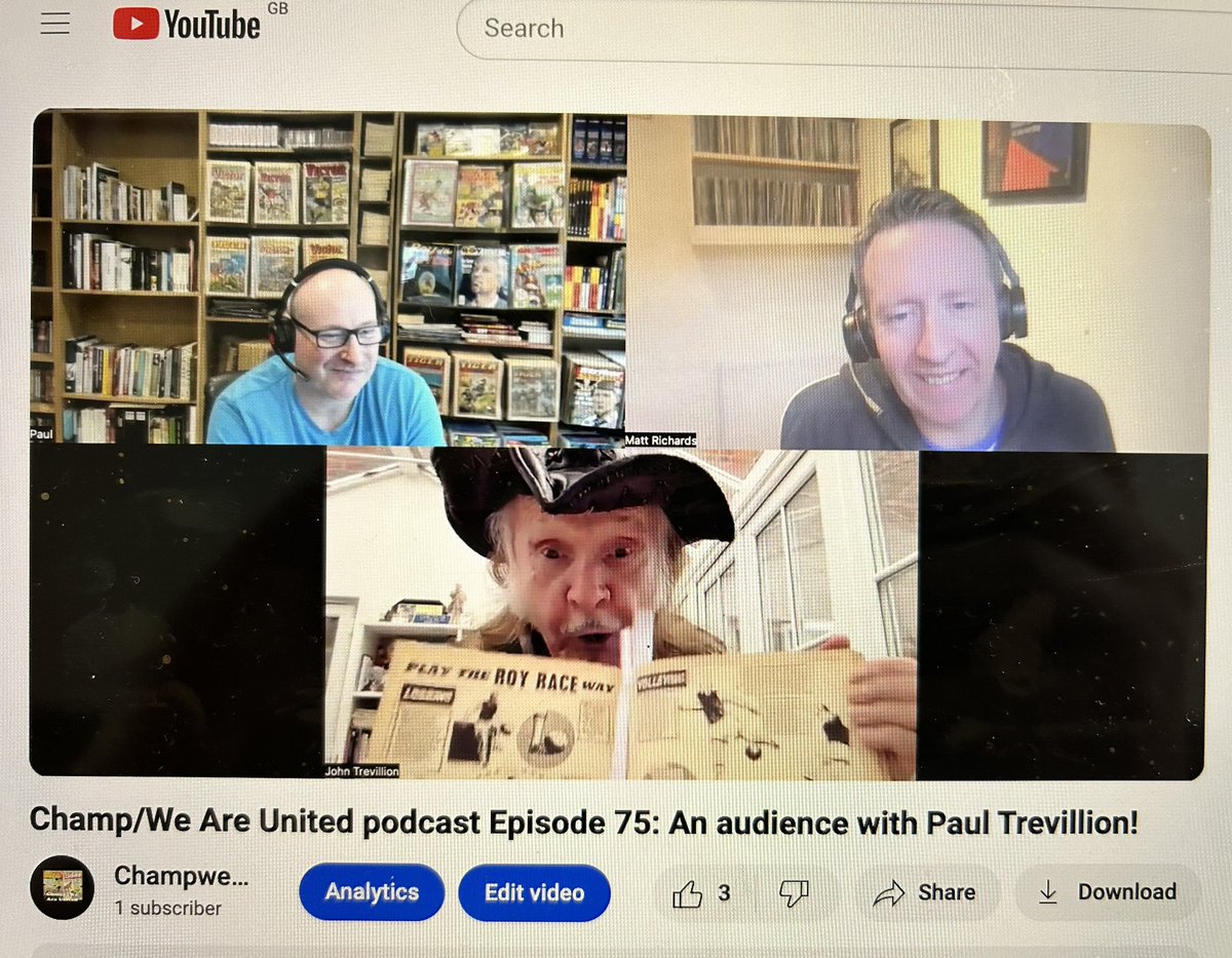 champ_are's tweet photo. 🚨Podcast alert!🚨 (well not a new one) you’ve listened, now watch! Here is the video recording of our interview with Paul Trevillion! Enjoy! #Royoftherovers #footballcomics #scorcher #Youaretheref https://t.co/vVG2qL6iuG https://t.co/syY6zVWE5Q