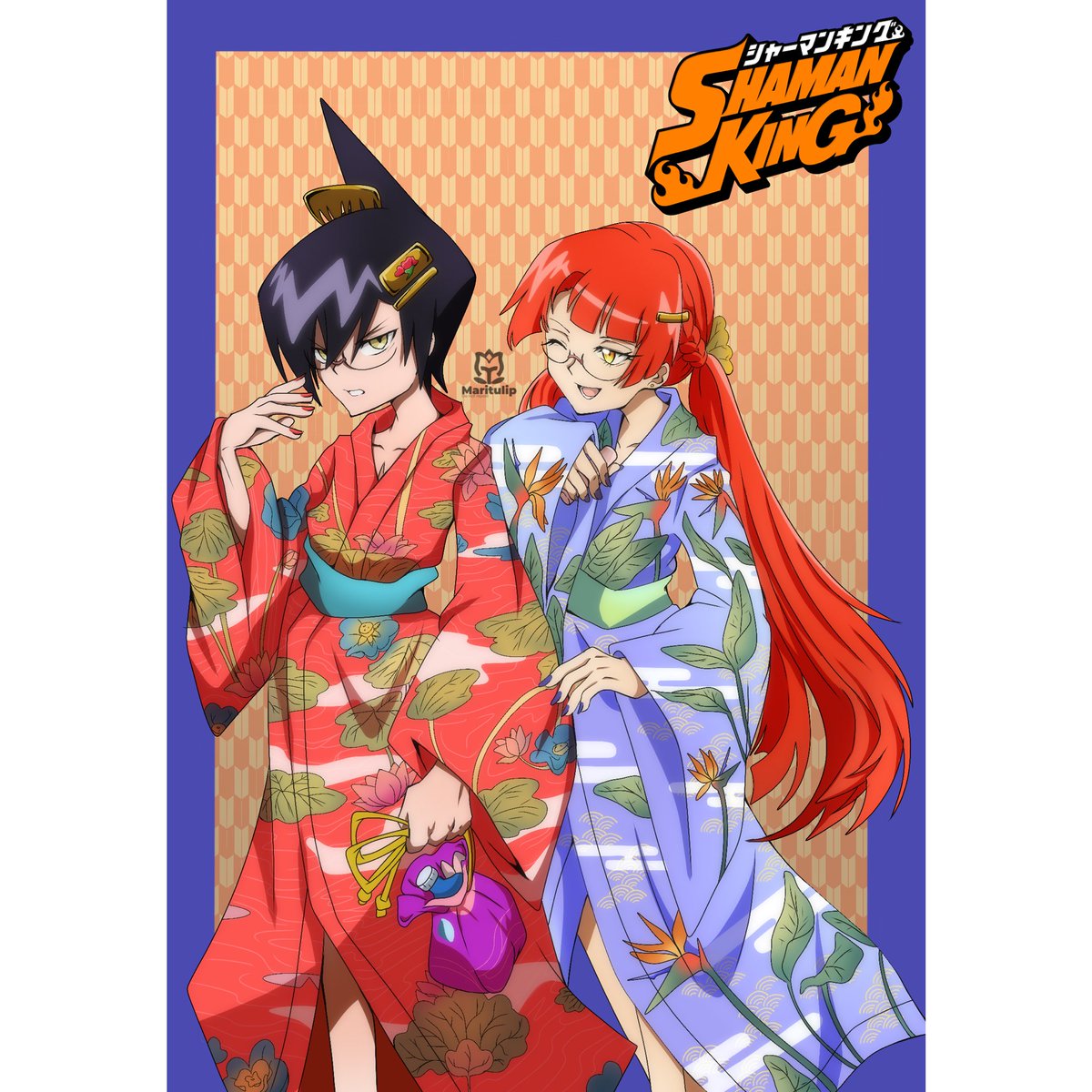 Have you guys seen the new onsen clear files? 👀 jk LOL This is possibly the most canon looking illustration I’ve done in my opinion so I added the logo for fun (this is fan made tho!!) . I love their outfits so much aaaahh. 😭 #SHAMANKING #shamankingoc