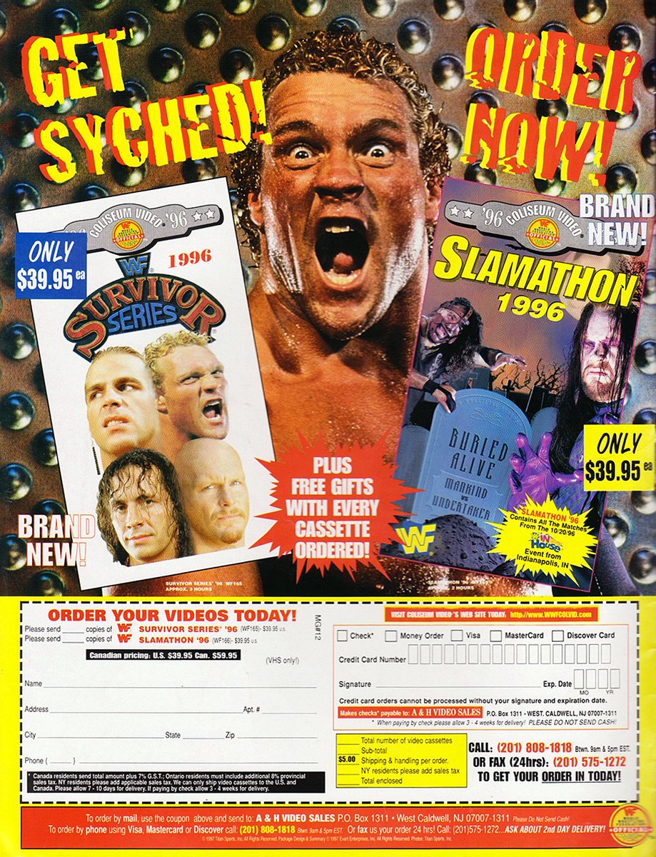 Get Syched! Order now! 📼 #WWE #WWF #Wrestling #InYourHouse #SychoSid #SurvivorSeries