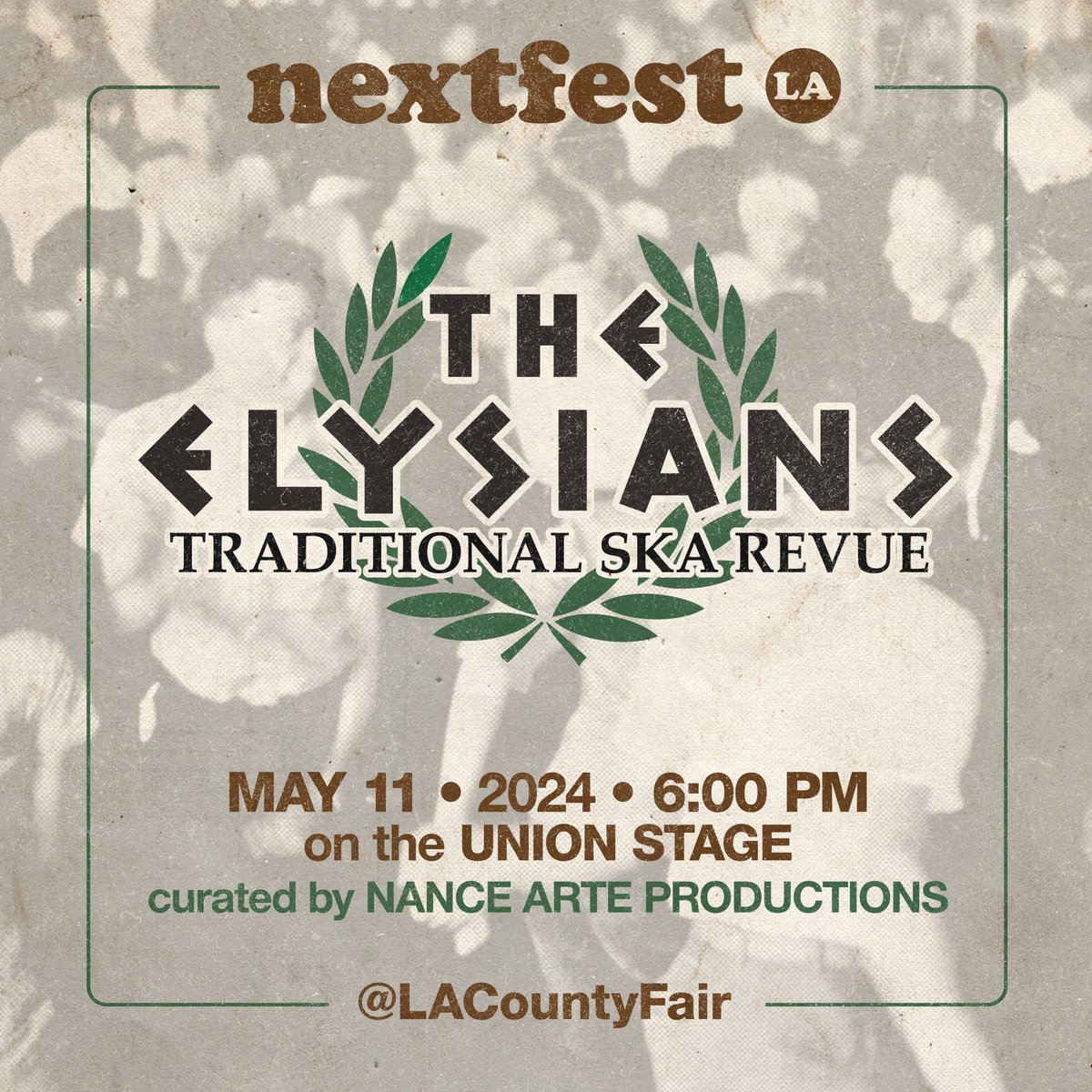 TheElysiansSka's tweet photo. The Elysians will be at #NextFestLA on May 11th on the Union Stage, curated by #NanceArteProductions. For tickets visit https://t.co/9BYcSyTXn7
. . . . 
#NextFest #NextFestLA #NextFestLA24 #NextFestLA2024 #LACountyFair #LACF24 #LACF2024 #TheElysians #Ska #TraditionalSka https://t.co/KhnwKMP56y