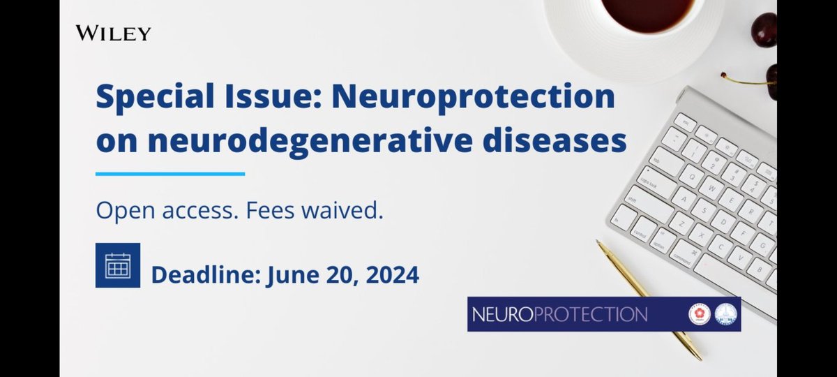 Call for papers extended! 📢 Submit your research on recent developments in #neuroprotection for a special issue on Neuroprotection on Neurodegenerative Diseases.

Deadline: June 20, 2024

Discover more: ow.ly/U0mK50Rcnj7