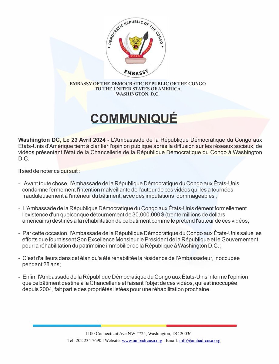 Embassy of The Democratic Republic of Congo in USA (@ambardcongousa) on Twitter photo 