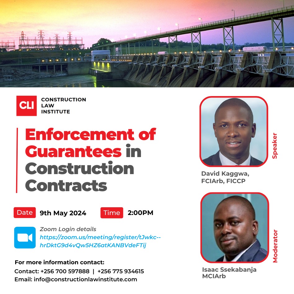 CLIafrica's tweet photo. Get ready to delve into the intricacies of "Enforcement of Guarantees in Construction Contracts" at our upcoming webinar on the 9th of May, 2024. Join our experts as they unravel the subject of guarantee enforcement in construction contracts. To register: https://t.co/2Ro9RqEx6X https://t.co/U3Zs2woIXY