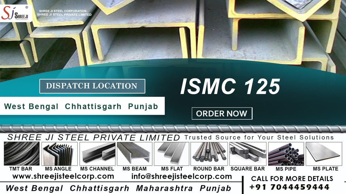 Shree Ji Steel Private Limited (formerly known as Shree Ji Steel Corporation) is a premium supplier of high-quality steel channels, including the popular ISMC 125 (Indian Standard Medium Weight Channel). #shreejisteel #mschannel #mschannels #cchannel #ismc #ironchannel