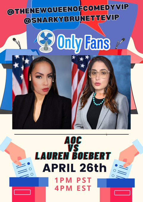 This Friday AOC VS LAUREN BOEBERT ON @OnlyFans 😂😂  https://t.co/zHaJuZIxf2 https://t.co/otyATdWwDp<a href="/tag/zombie"class="tags"><span>#zombie</span></a><a href="/tag/zombies"class="tags"><span>#zombies</span></a><a href="/tag/femalecomedians"class="tags"><span>#femalecomedians</span></a><a href="/tag/wedontgiveafpod"class="tags"><span>#wedontgiveafpod</span></a>