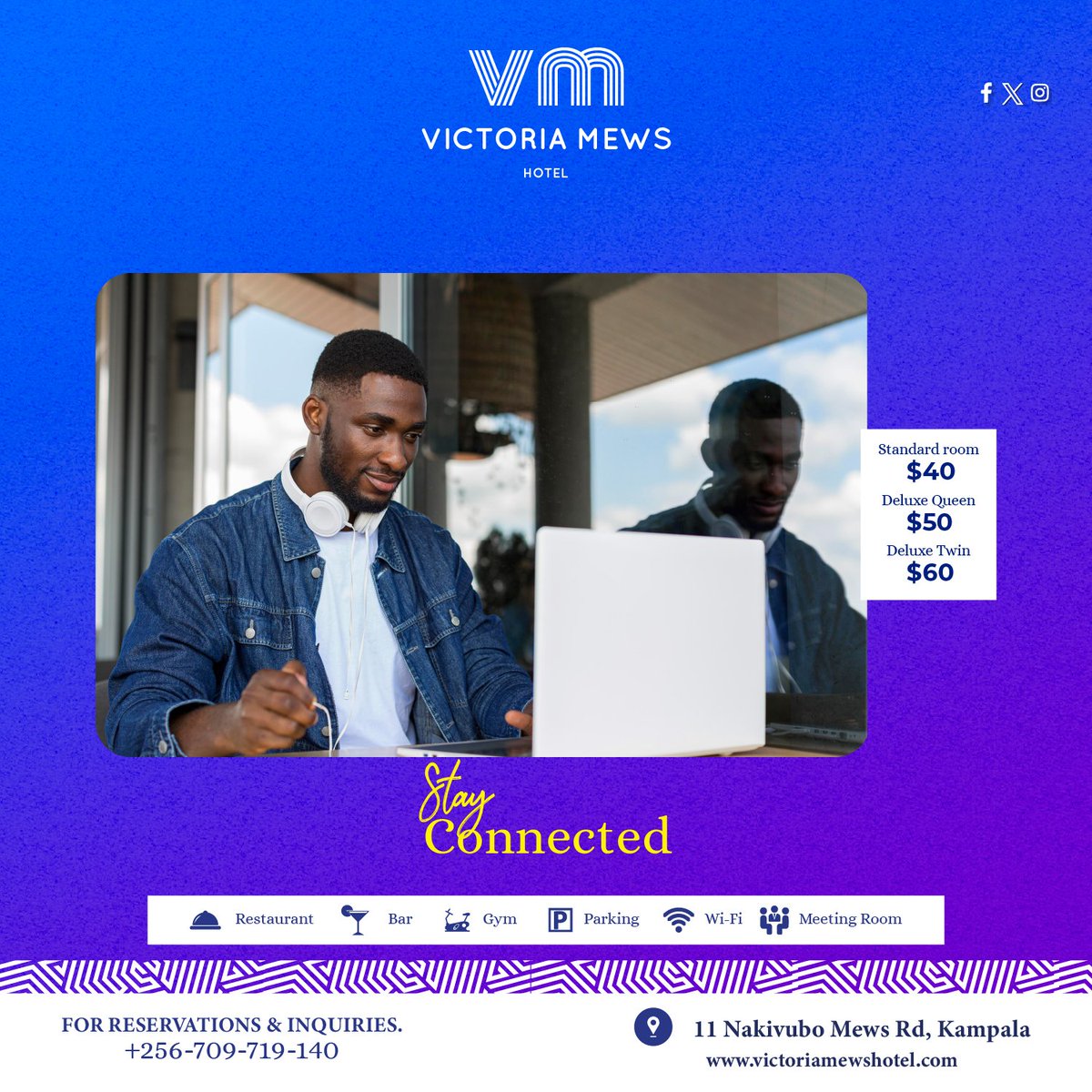 Stay connected with free WiFi at Victoria Mews Hotel! Share your Uganda adventures with loved ones back home. 

#VisitUganda #StayConnected #VictoriaMewsHotel