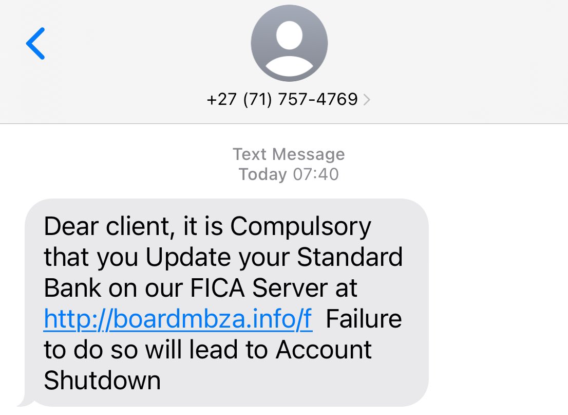 @StandardBankZA pls be aware if this latest scam sms.