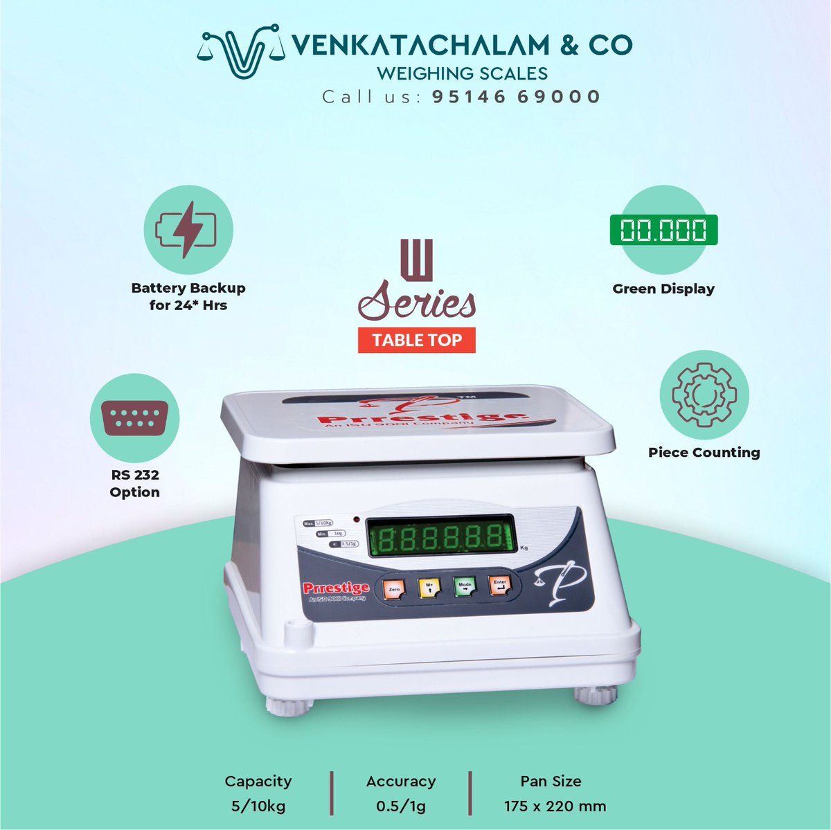 Prrestige's Table Top Scale - W series

Available in 10kg and 20kg weight capacities. Perfect for #sweetstall #grocerystore #fruitshop #Retailer #streetvendor
.
.
#venkatachalamandco #prrestigescale #Digitalscales #smallbusiness #weighingscale #Weighingmachine #compact #precise