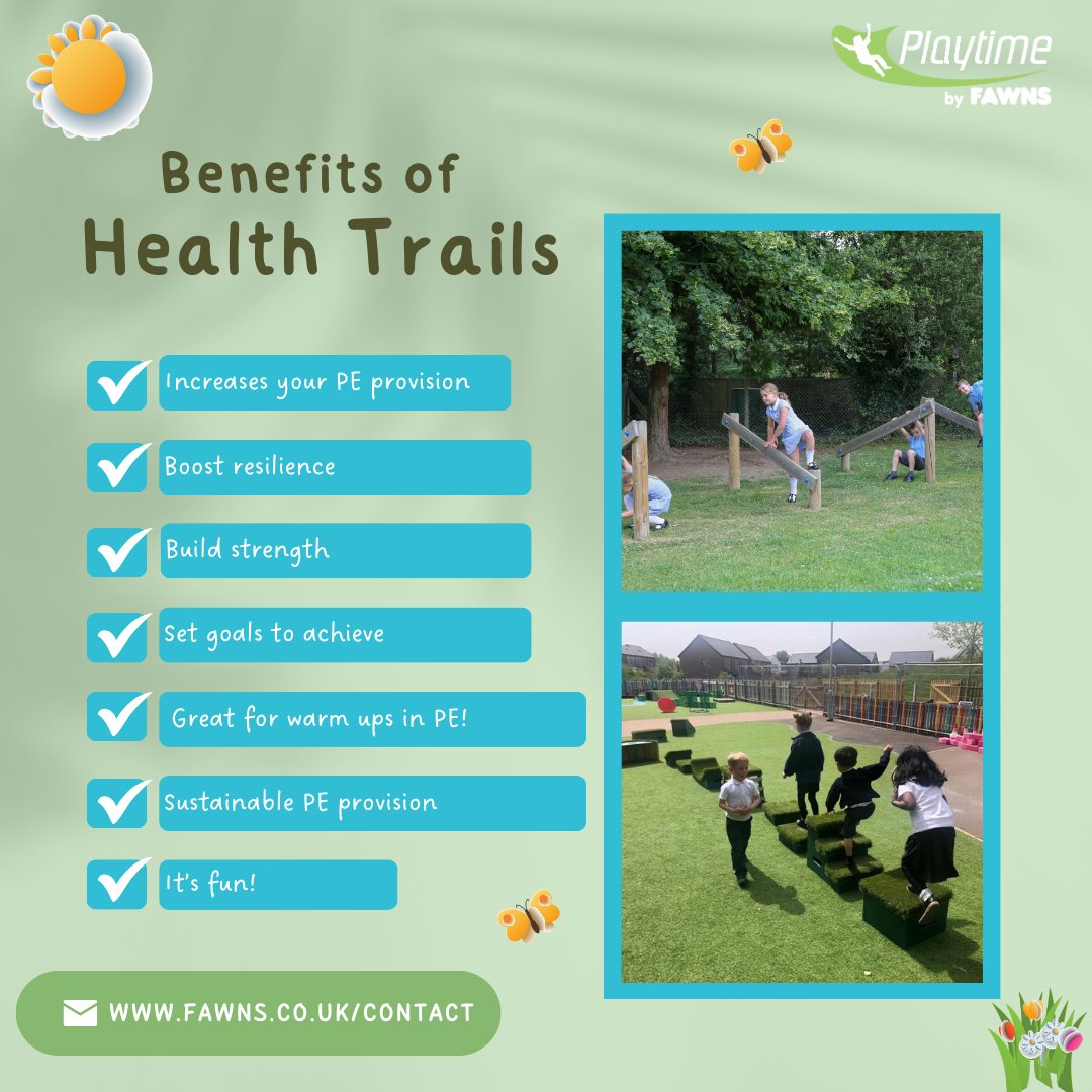 🏋️‍♀️ Let's talk health trails 🏋️‍♀️

Our health trails have been really popular lately due to the Sports Premium Funding April instalment. 

fawns.co.uk/products/sport…

#activeplay #Pefunding #peequipment #sportforall #childrensfitness #playtimebyfawns #trimtrails