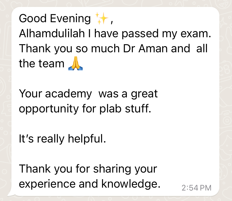 🙌 Congratulations! Another PLAB 2 Pass!!!

👉 All PLAB 2 Courses and Resources: aroramedicaleducation.co.uk/plab-2/

#CanPassWillPass #iWentWithArora #MedEd