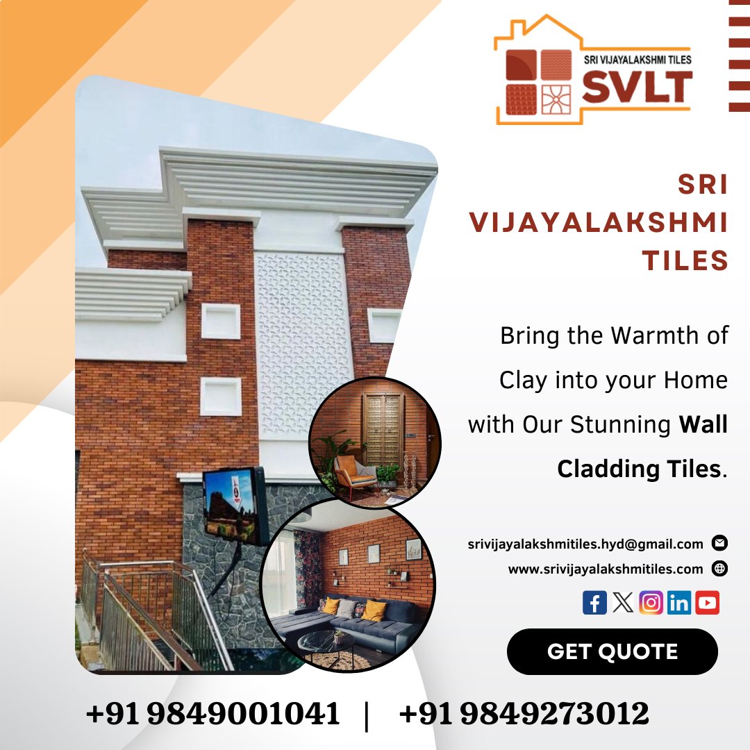 Elevate your interiors effortlessly with our wide range of designs and textures. Our clay #wallcladdingtiles allow you to unleash your creativity and design a space that reflects your personal style. 

Contact: +91 9849001041 / 9849273012

#brickcladding #Hyderabad #Telanagana