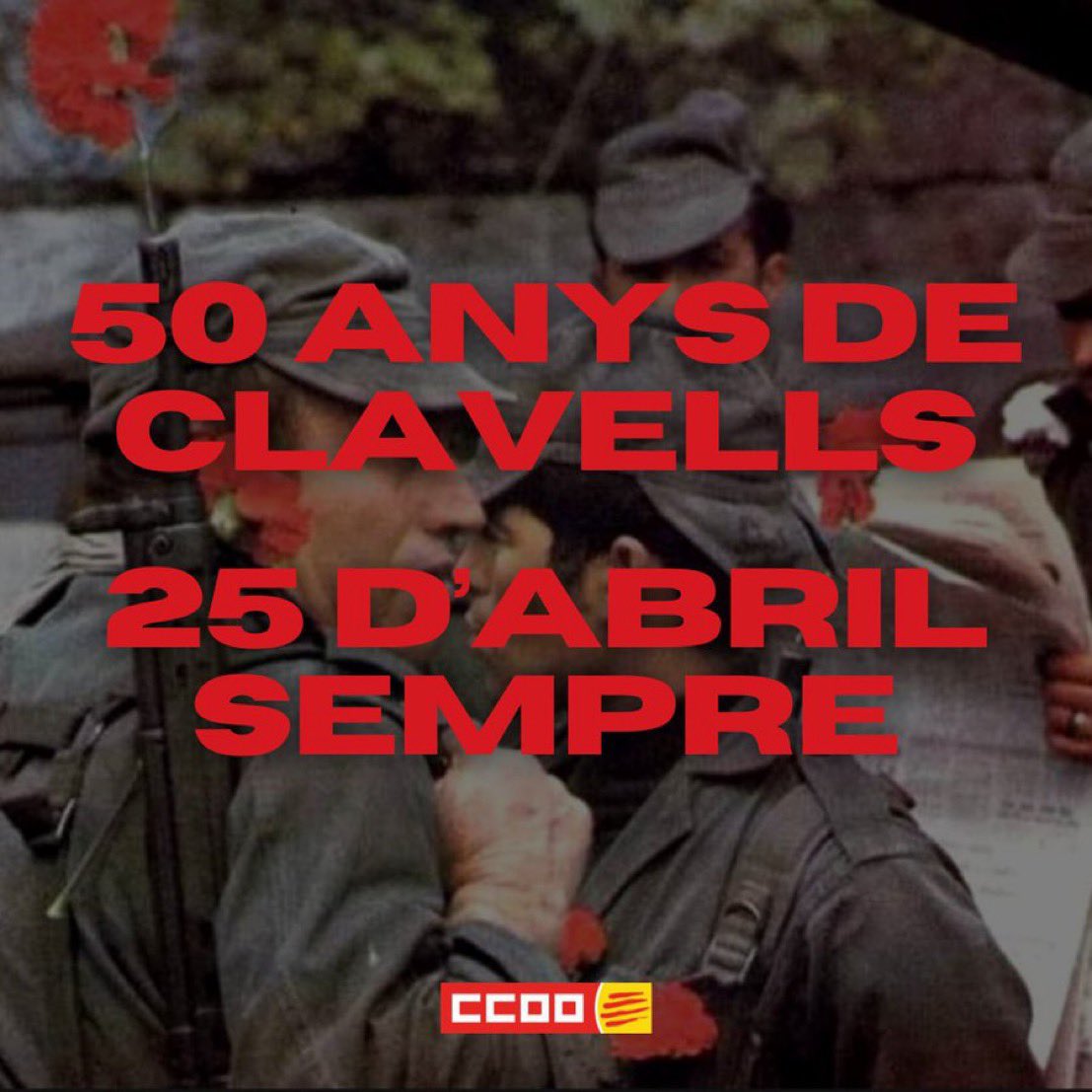 Avui aniversari de la revolucio dels clavells i l’alçament antifeixista a Itàlia Avui 25A de 2024 és necessari construir un front progressista perquè la igualtat i la justicia social s’alci per sobre dels feixistes i reforci la democracia Ara es temps per lluitar i no cedir