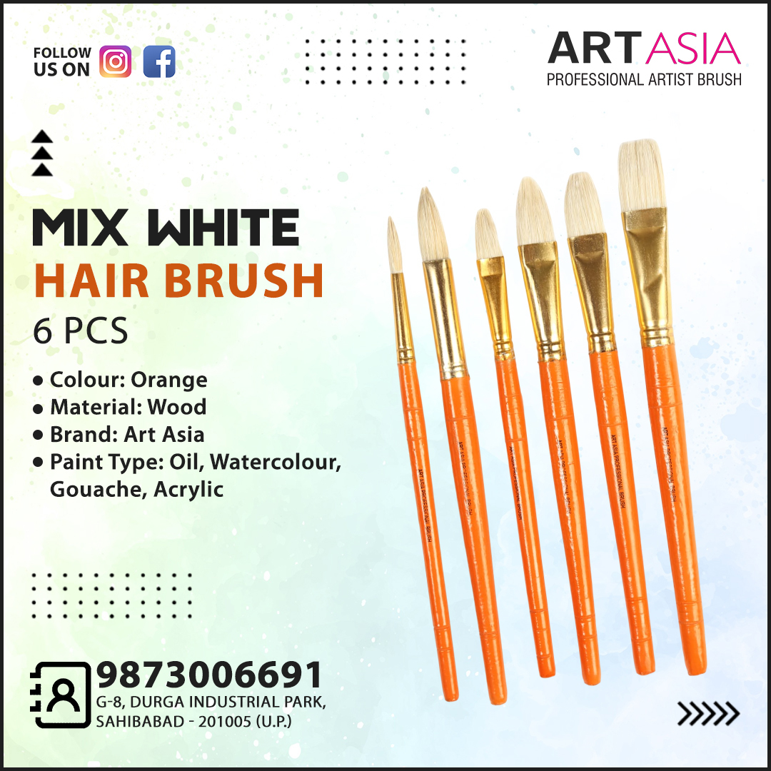 👉 Mix White Hair Brush 6 Pcs
✅ Colour: Orange
✅ Material: Wood
✅ Brand: Art Asia
✅ Paint Type: Oil, Watercolour, Gouache, Acrylic
.
#arorabrush #mixbrush #fanbrush #pearlbrush #artsupplies #paintingtools #softbristles #moptechniques #illustrationbrush #animationbrush