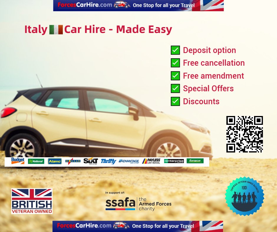 #Italy 🇮🇹 #CarHire - Made Easy
#Florence
🚘cutt.ly/Pw7vmUks
#Venice
🚘cutt.ly/mw7vm0ND
#Milan
🚘cutt.ly/Gw7vQh3y
#Turin
🚘cutt.ly/6w7vQAD8
#Naples
🚘cutt.ly/0w7vQ5ot
#Bari
🚘cutt.ly/fw7vWgZ0
#carrental #travel #forcescarhire #MHHSBD