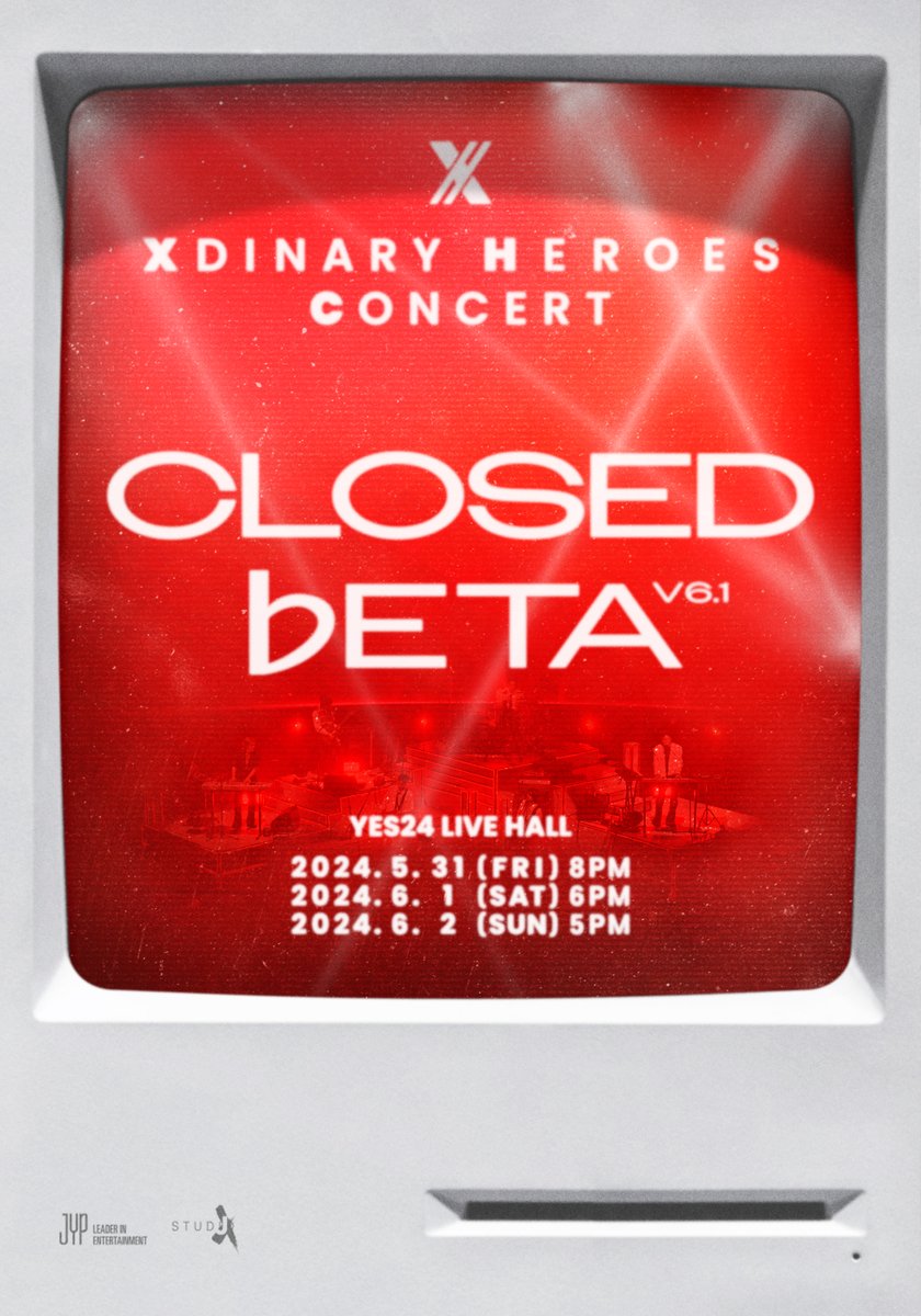 Xdinary Heroes Concert
<Closed ♭eta: v6.1>

🕹️Ticket Open Notice
🔗bit.ly/3weBPXF

#XdinaryHeroes #엑스디너리히어로즈
#Xperiment_Project #Closed_beta_v6_1
#WE_ARE_ALL_HEROES