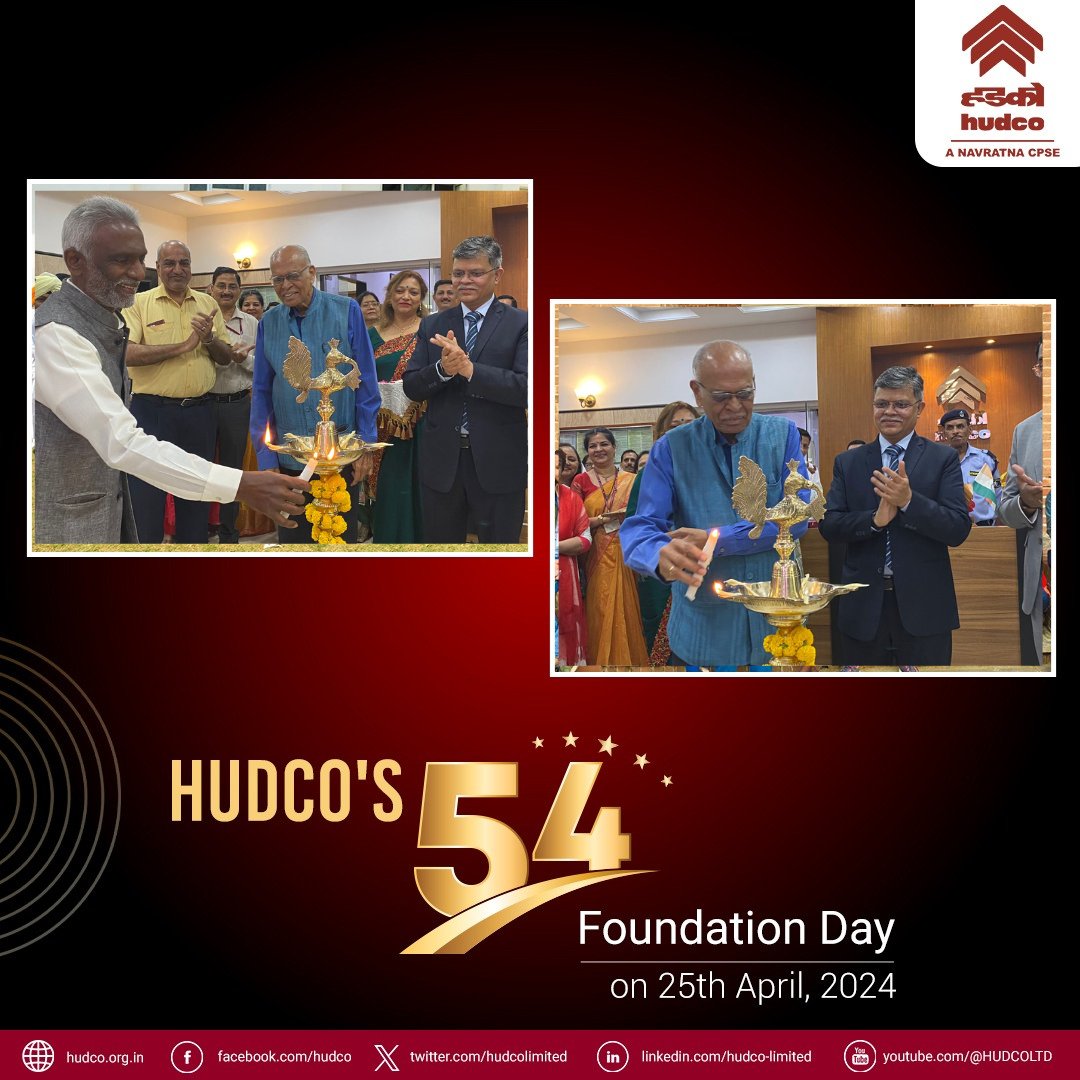 Today marks 54 years of HUDCO's journey toward excellence! To commemorate this milestone, a lamp-lighting ceremony was held. 
Here's to decades of innovation, progress, and community impact.

#HUDCO #FoundationDay #LampLighting