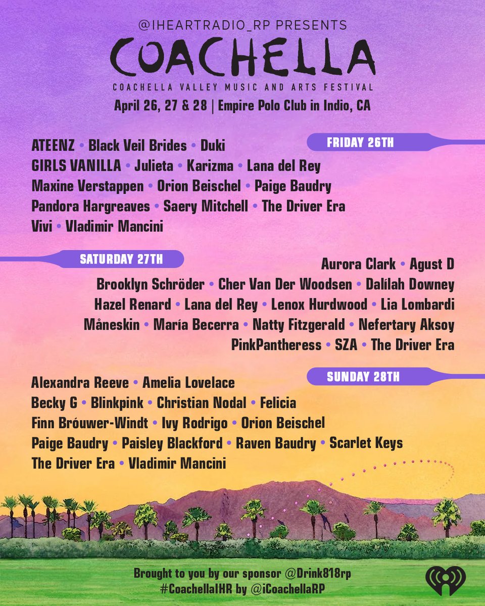 © #CoachellaIHR ▸ 𝔼vents ▸ 𝕃ineup.

Returning to the desert... Follow the balloon trails over the polo club. 🏜️ Nos vemos este fin de semana en Indio, CA para la tercera edición del festival. #iHeartCoachella