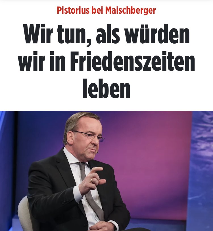 Linksgrün will offenbar den 'Totalen Krieg'.

SPD-Pistorius ist übrigens laut Umfragen der mit Abstand beliebteste Politiker Deutschlands.