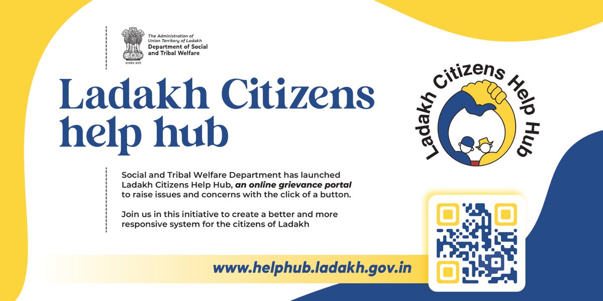 Any delay in your monthly pension or scholarship or any complaint on services in Anganwadi or Children's Home or any info you want to seek on UDID or Pension or Scholarship, log on to helphub.ladakh.gov.in @DIPR_Kargil @DIPR_Leh @LAHDC_LEH @LAHDC_Kgl @DC_Leh_Official @dc_Kgl