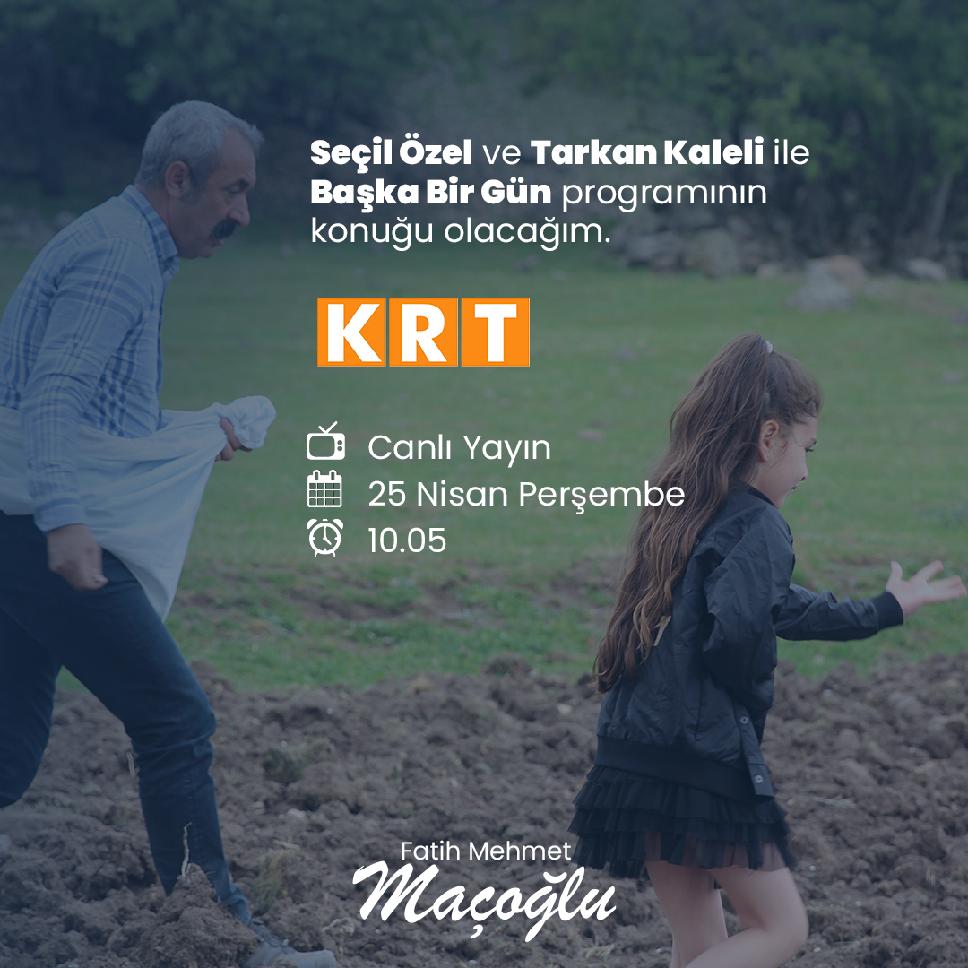 Bugün saat 10.05'te KRT TV'nin canlı yayın konuğu olacağım.