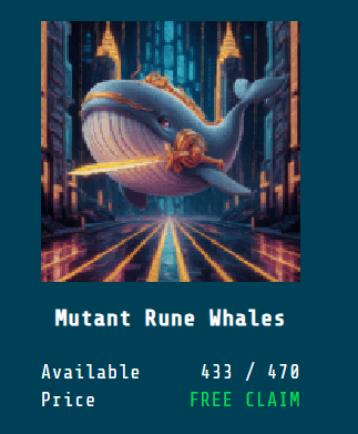 doge_whales's tweet photo. BTC Gas fee very low now , Grab the chance to claim free #Mutant_Rune_Whale Ordinals
Mint : Free Claim #InscribeNow
Link: https://t.co/TAM5wXSORQ
Every Mutant Rune whale Minter will Get free #Rune.Doge.whale Token 🎉🎉 https://t.co/hQT6W3qXVa