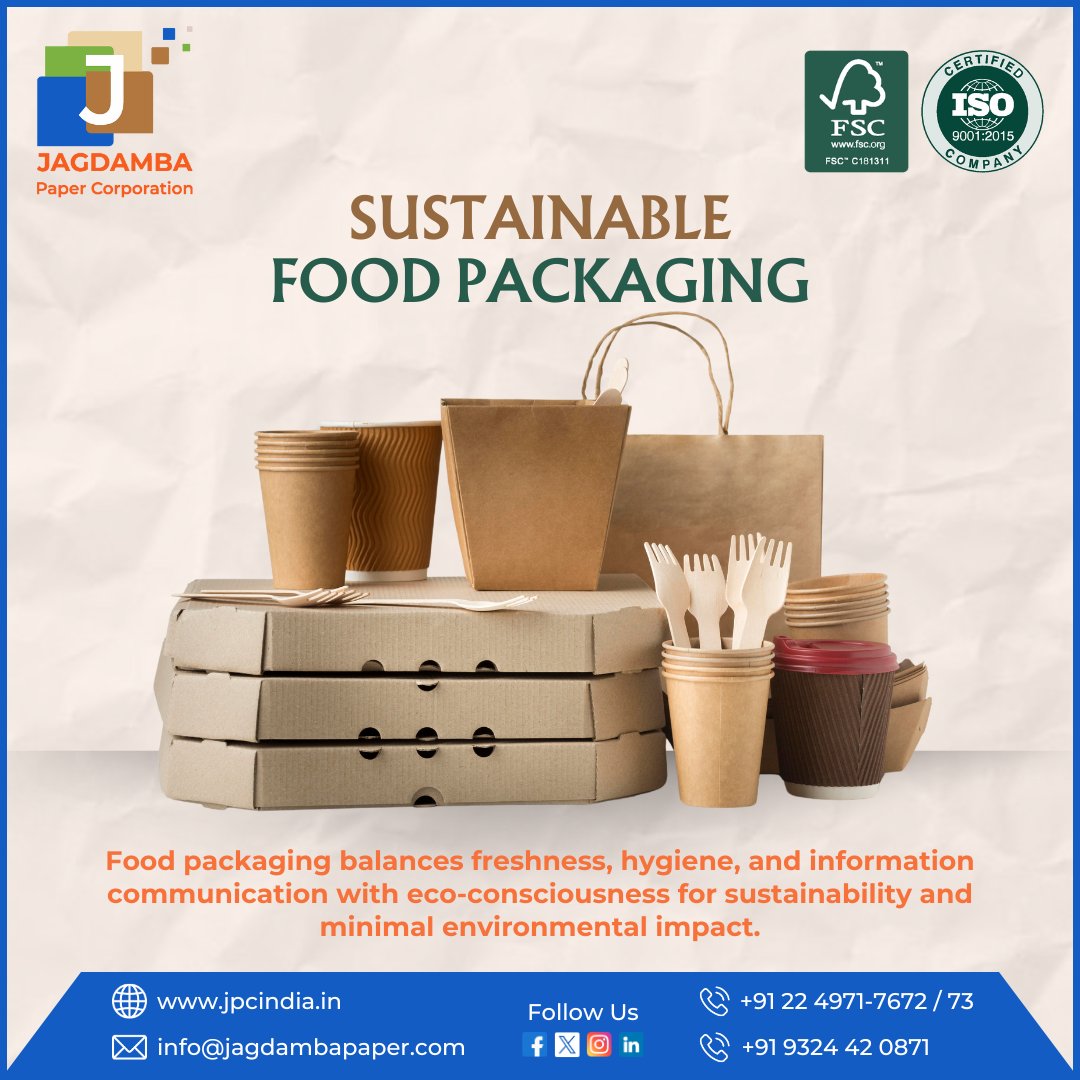 Embracing eco-friendly solutions: Sustainable food packaging from the paper industry 🌱📦 #GoGreen #SustainablePackaging #FoodPackaging #ecoconsciousness #Hygiene #SustainabilityFoodPackaging #jagdambapapercorporation #PaperIndustry #jpcindiapaper