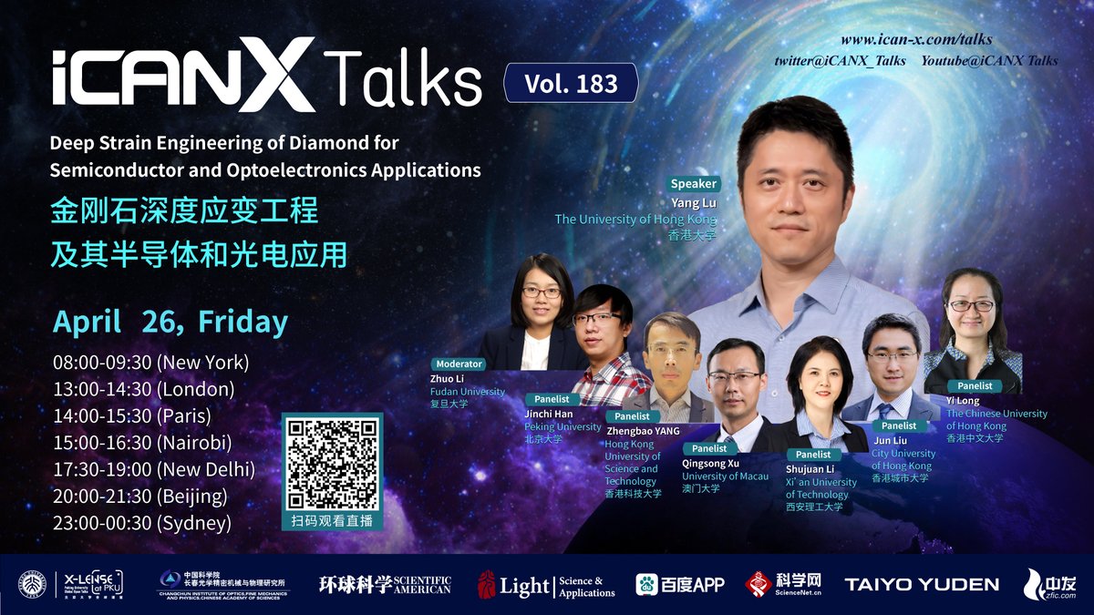 Welcome everyone to join our academic discussion on 'Deep Strain Engineering of Diamond for Semiconductor and Optoelectronics Applications' this Friday at ican-x.com